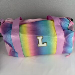 NWOT Colorful Kids Duffle Bag w shoe compartment with Initial L